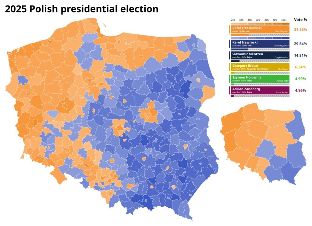 2025 polish presidential election mapped