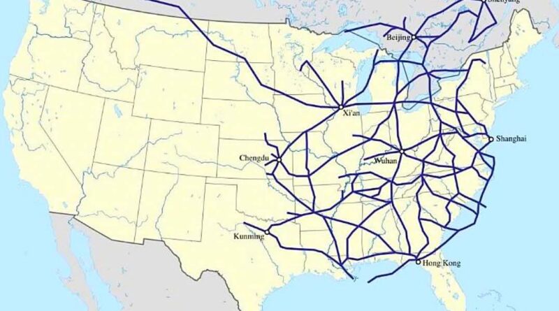Mapped: China’s high-speed rail network overlaid on the U.S.