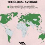 Countries wealthier than the global average mapped