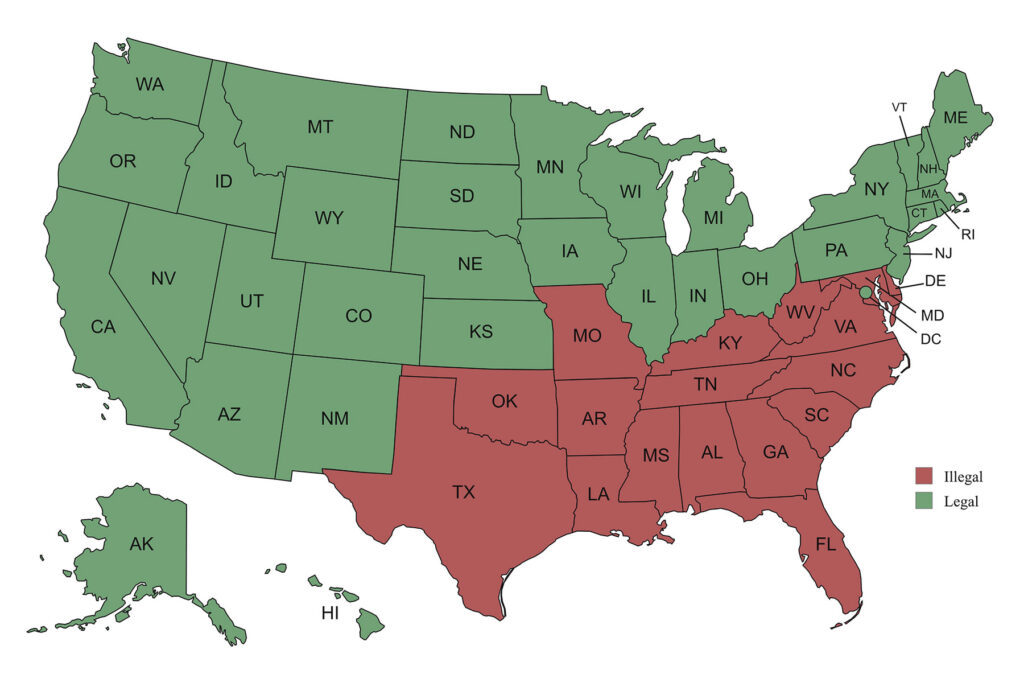 Mapped: Legality of interracial marriage in the U.S. in 1966