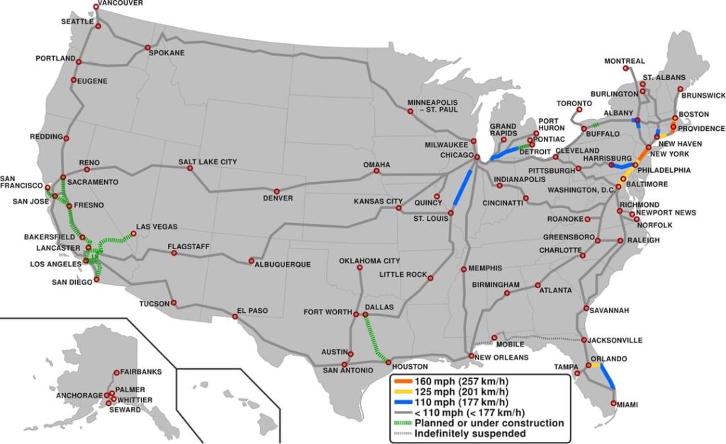 Railway Map of the United States