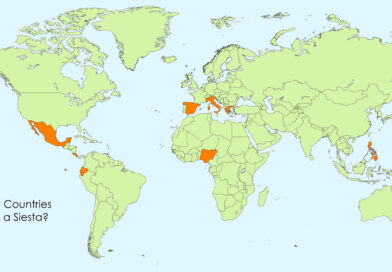 Siesta in world countries mapped