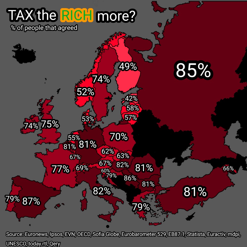 Mapped: Where in Europe Do People Want to Tax the Rich More?