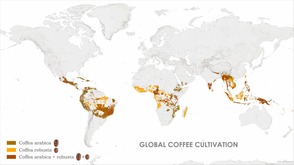 World map: Global Coffee Cultivation