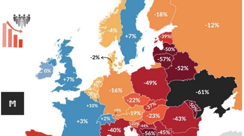 Map of European population in 2100 (forecasted)