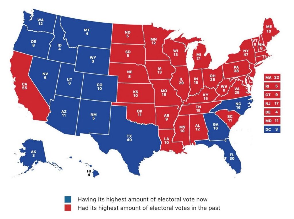 Every US States Highest Amount of Electoral Votes They Had In Their History