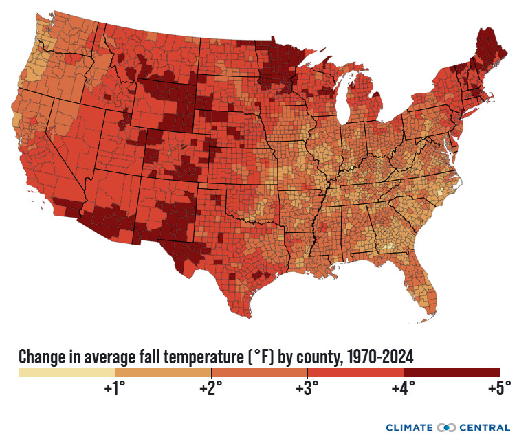 Fall in the United States mapped