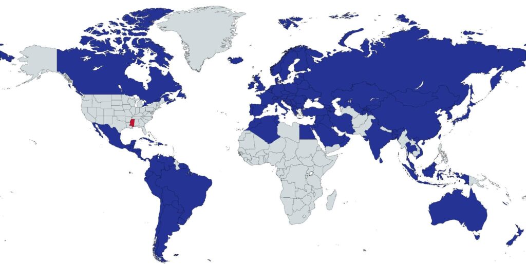 Countries with a higher Life Expectancy than Mississippi
