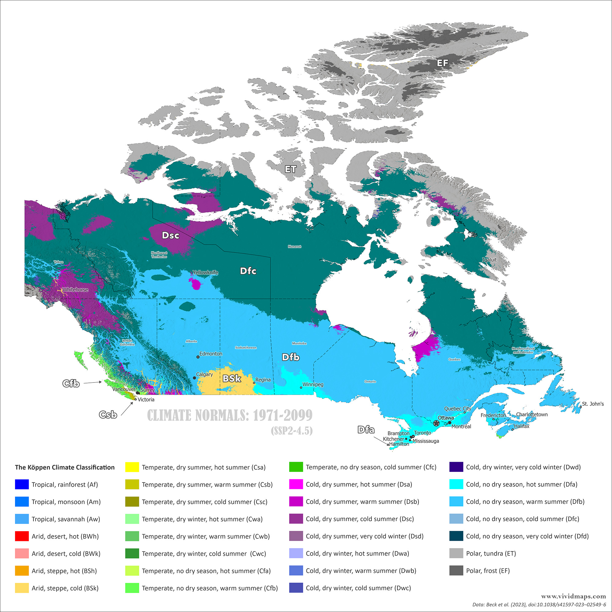 Canada Climate Map in 2099 (forecast)