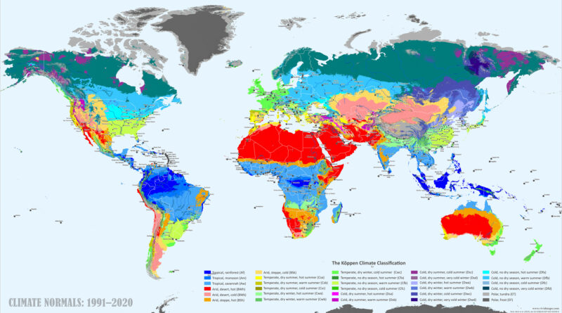 Koppen-Geiger climate classification (Hi-res world map)