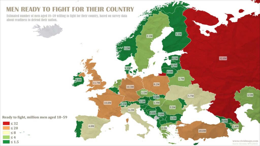 Men Ready to Fight for Their Country Mapped