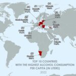 Top 10 countries with highest alcohol consumption mapped