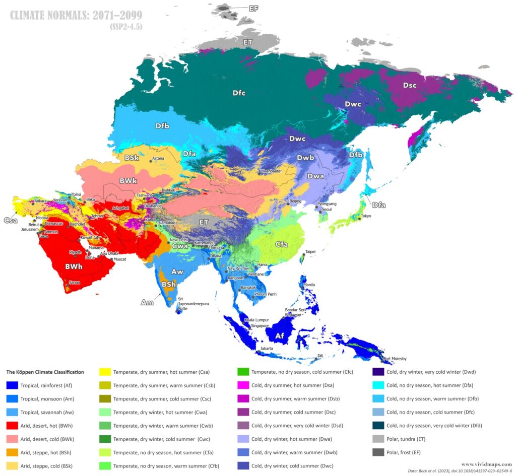 Climate in Asia in 2099 Mapped