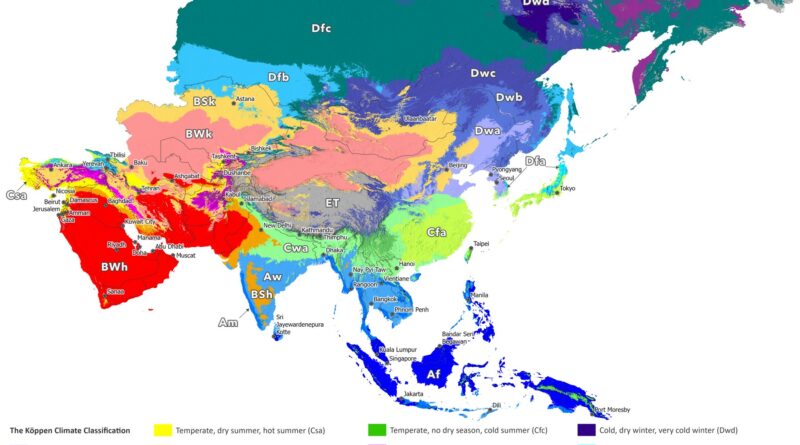 Modern Climate in Asia mapped