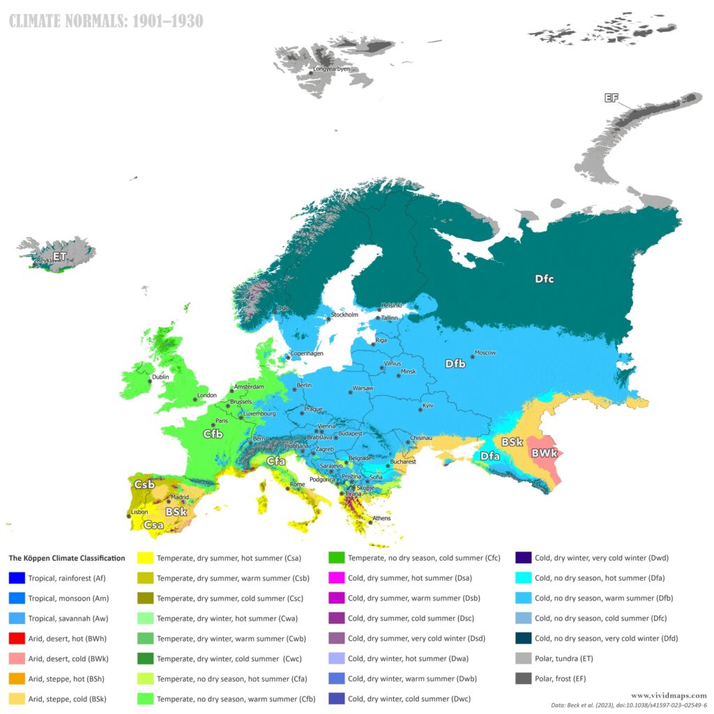 The climate on the European continent in 1930