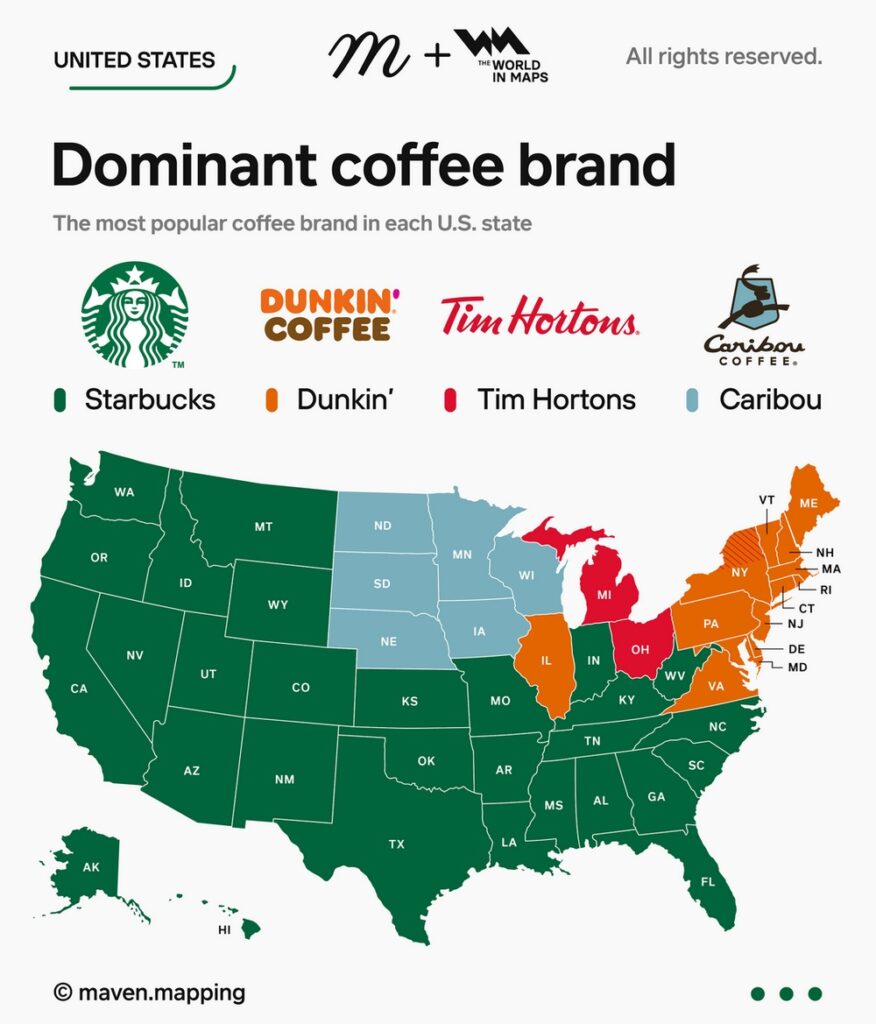 Dominant coffee brands in every state