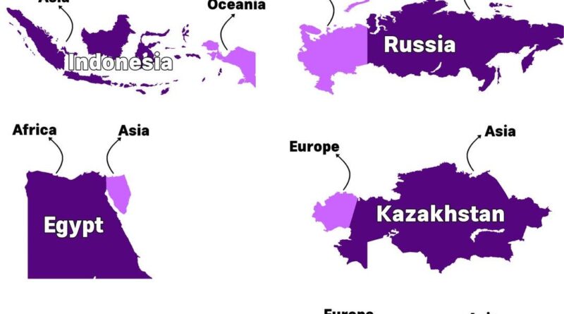 Countries that span two continents mapped