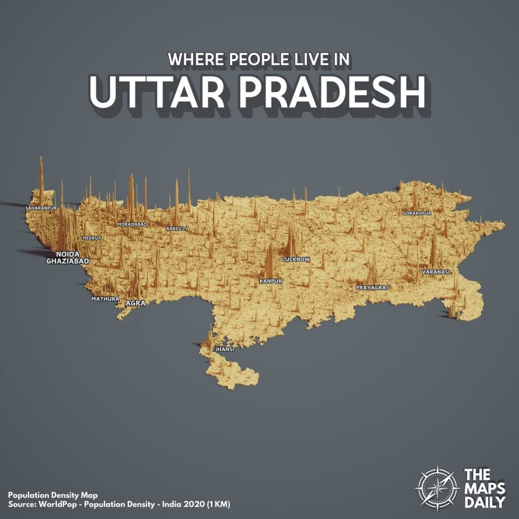 Where People live in Uttar Pradesh mapped