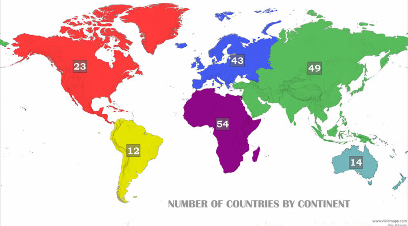 Number of countries by continent