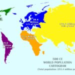 Population by continent in 500CE