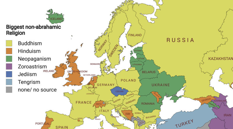 Biggest non-abrahamic religion in Europe mapped