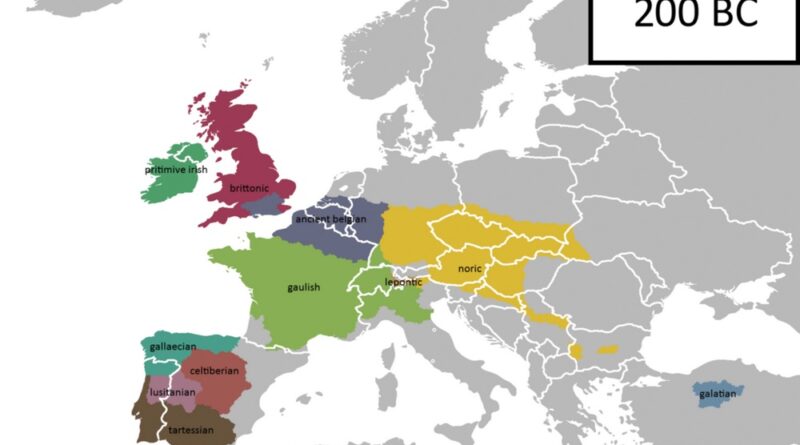 Celtic languages at 200 BC in Europe