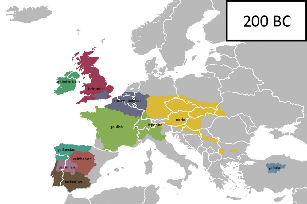 Celtic languages at 200 BC in Europe