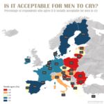 How Europe Sees Gender Roles Percentage of respondents who agree it is socially acceptable for men to cry.