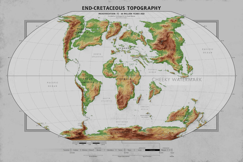 End Cretaceous Topography World Map