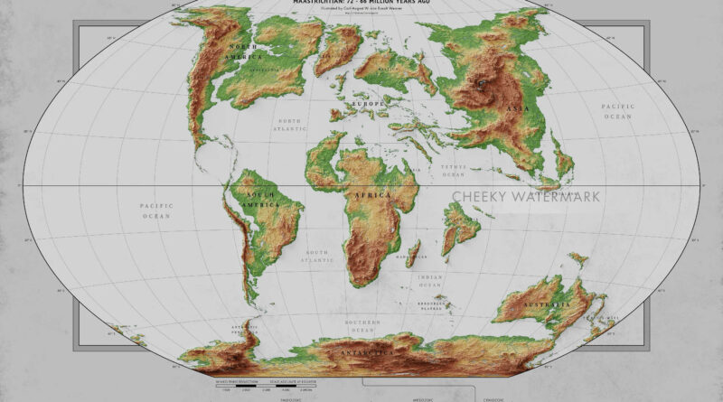 End Cretaceous Topography World Map