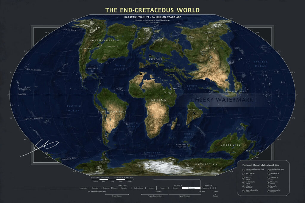 World map of End Cretaceous