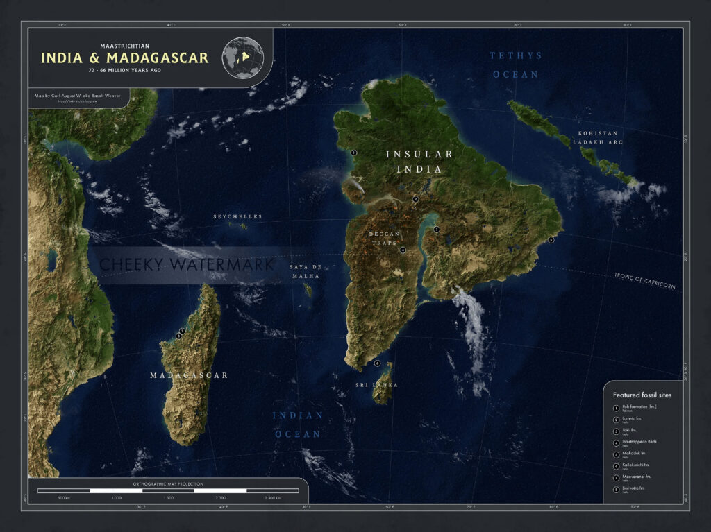 Late Cretaceous Map of South India and Madagascar Mapped