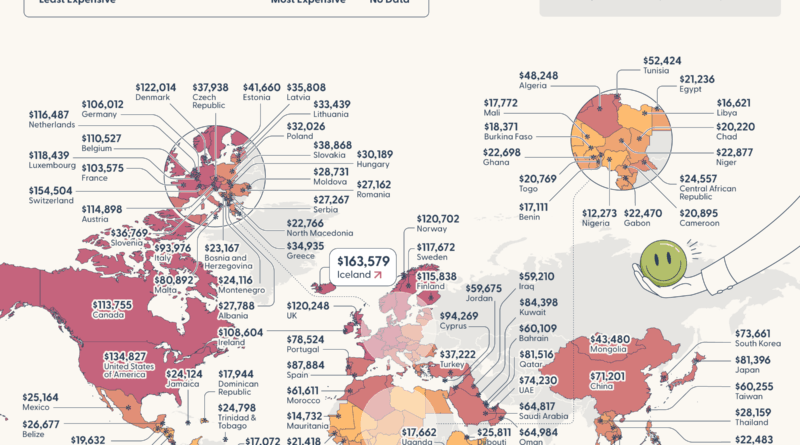 The Price of Happiness by Country Mapped