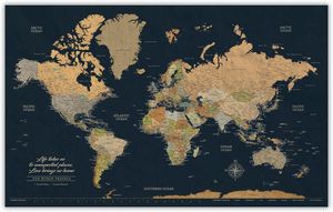 black world pin map poster