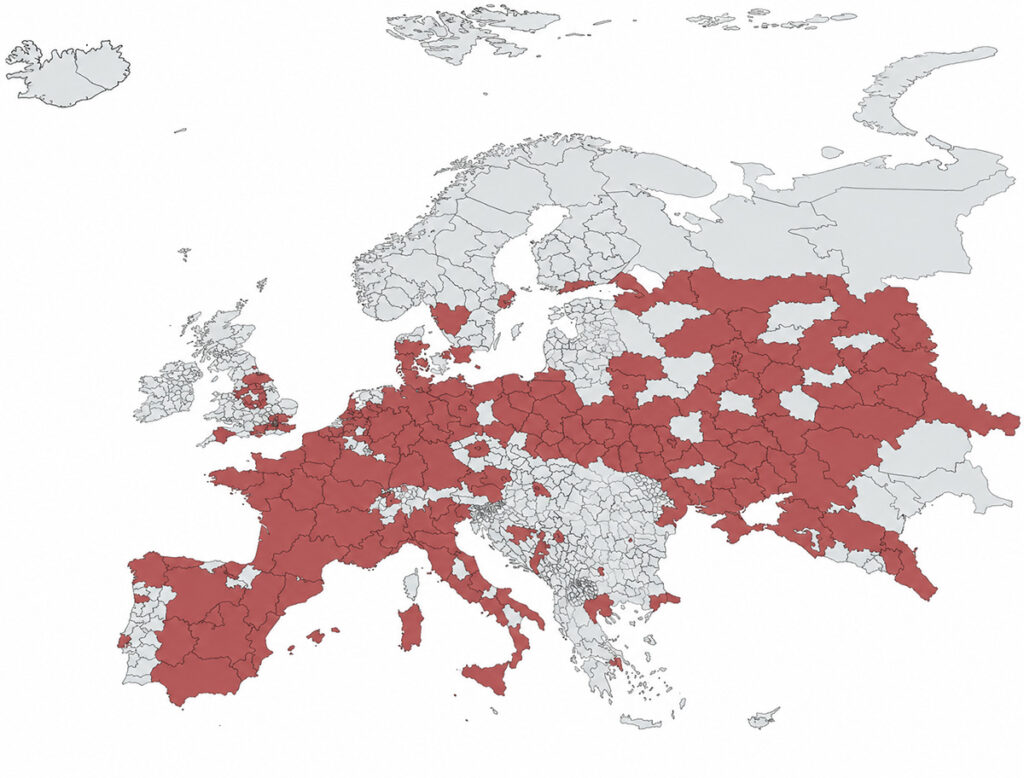 Mapped: Regions of Europe with 1 million people or more