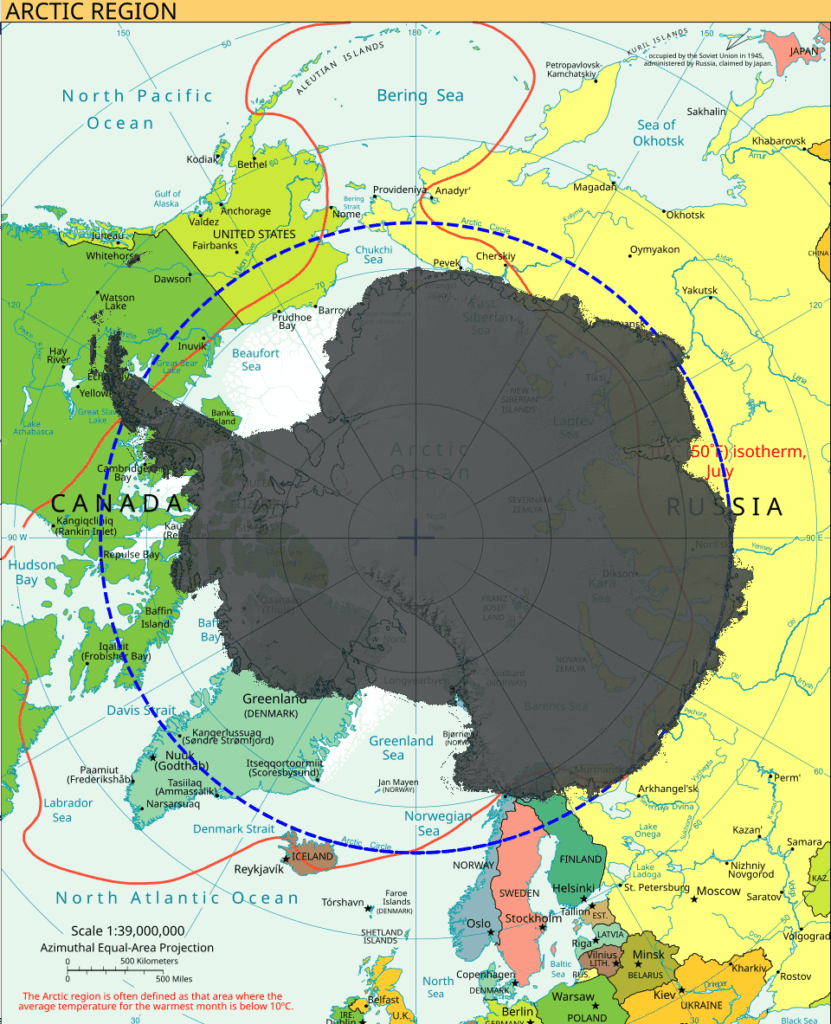 Antarctic region vs Arctic regions mapped