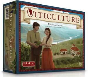 Viticulture Essential Edition by Stonemaier Games showing vineyard game board and worker pieces