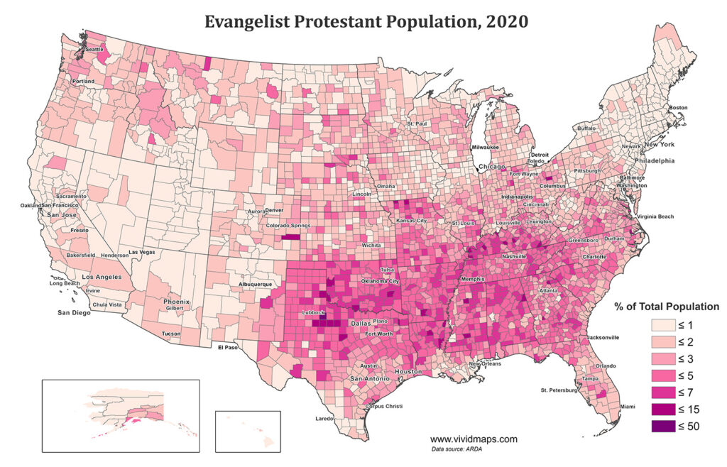 Evangelist Protestant Population by U.S. county