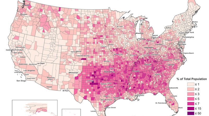 Evangelist Protestant Population by U.S. county
