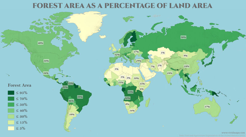 Forest Area as a Percentage of Land Area World Map