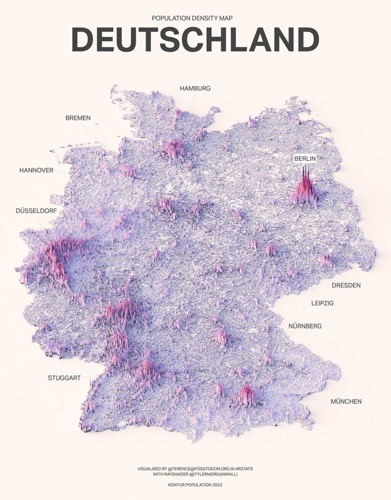 Population density in Germany mapped