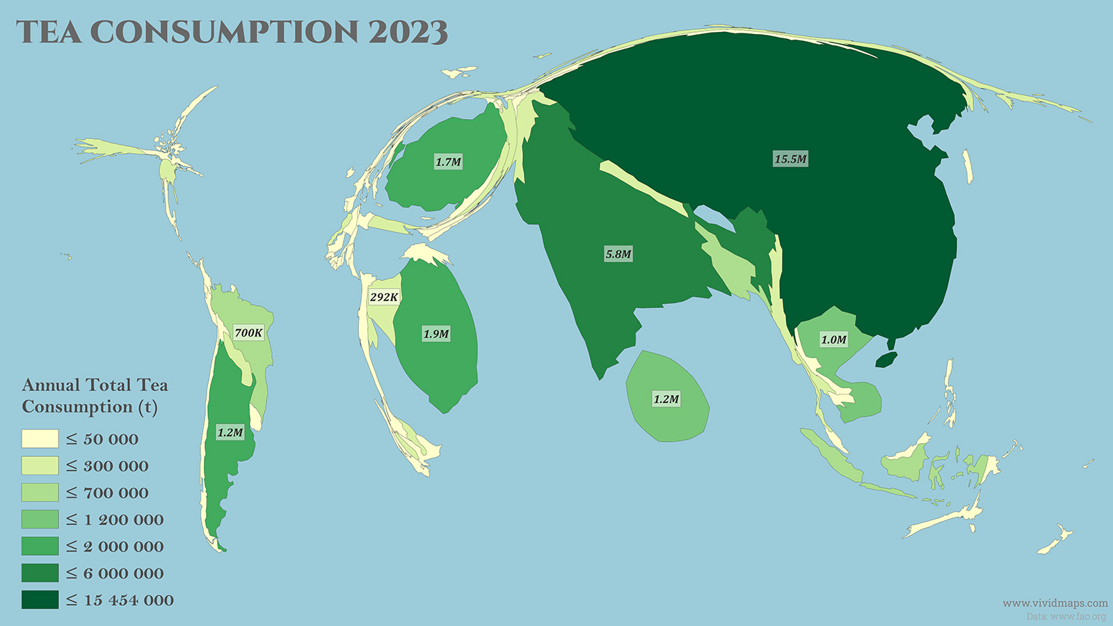 World Tea Consumption (Cartogram)