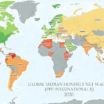 The Countries With the Highest and Lowest Wages in 2026 World map: Global Median Monthly NET Wages