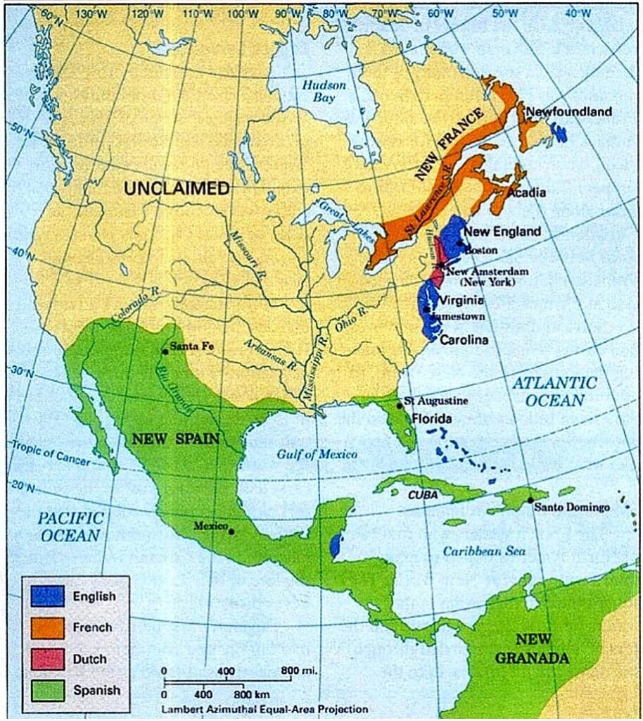 North America in 1650 mapped
