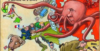 A modern satirical map of Europe
