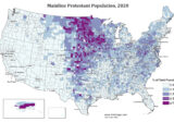 Mainline protestants by U.S. county mapped