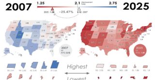 U.S. Total Fertility Rate by State Mapped