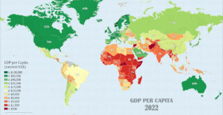 World map of GDP per capita 2022