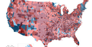 U.S. Presidential election 2024 (voter-margin + vote total) mapped