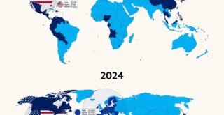 World map: Global Trade Dominance: U.S. vs. EU